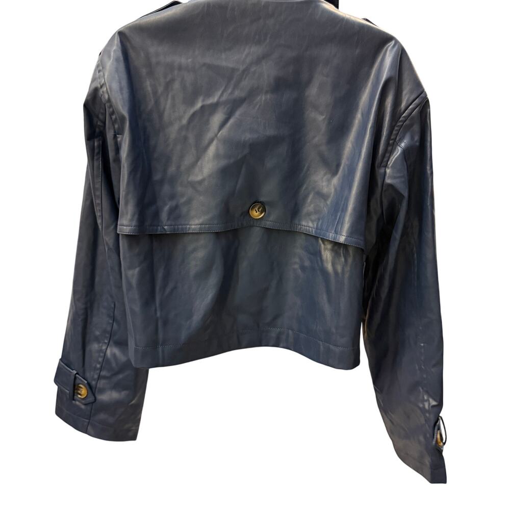Mable Womens SZ S Faux Leather Moto button cropped jacket sold at revolve - Picture 5 of 6